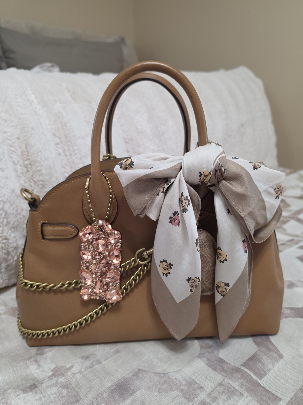 Rose Gold Crystal Coach Hangtag